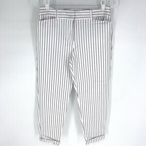 Liz Claiborne Emma Classic Cotton Twill Stretch Pants Cream with Black Stripes 6